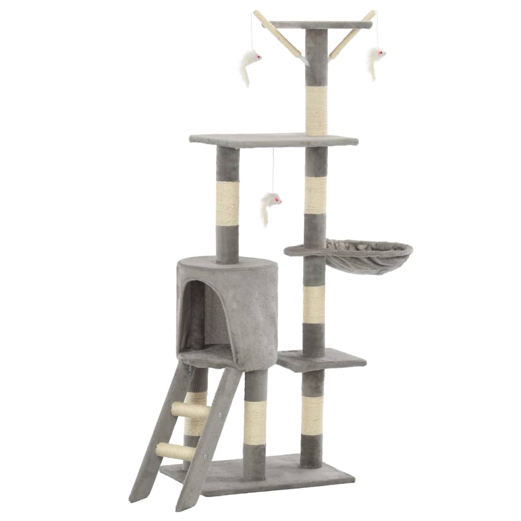 Cat Tree with Sisal Scratching Posts 138 cm Grey