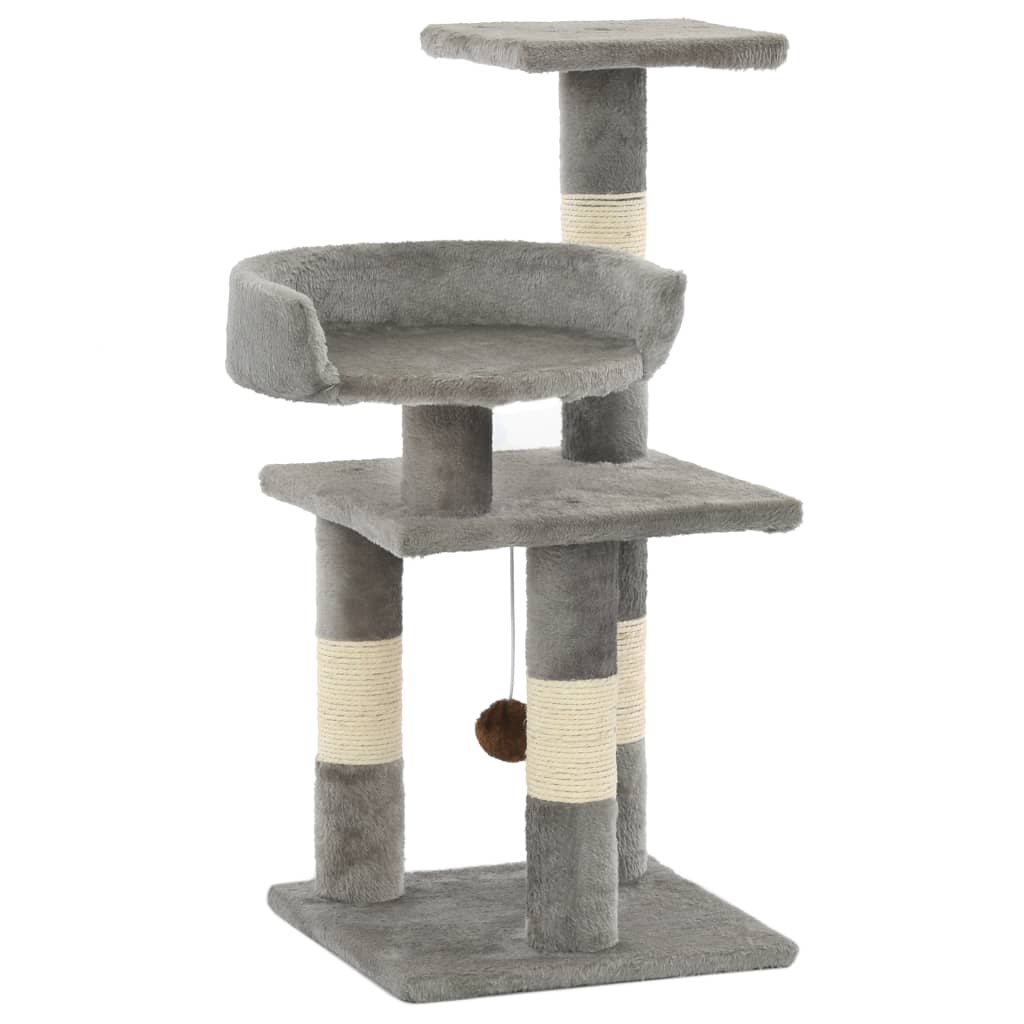 Cat Tree with Sisal Scratching Posts 65 cm Grey