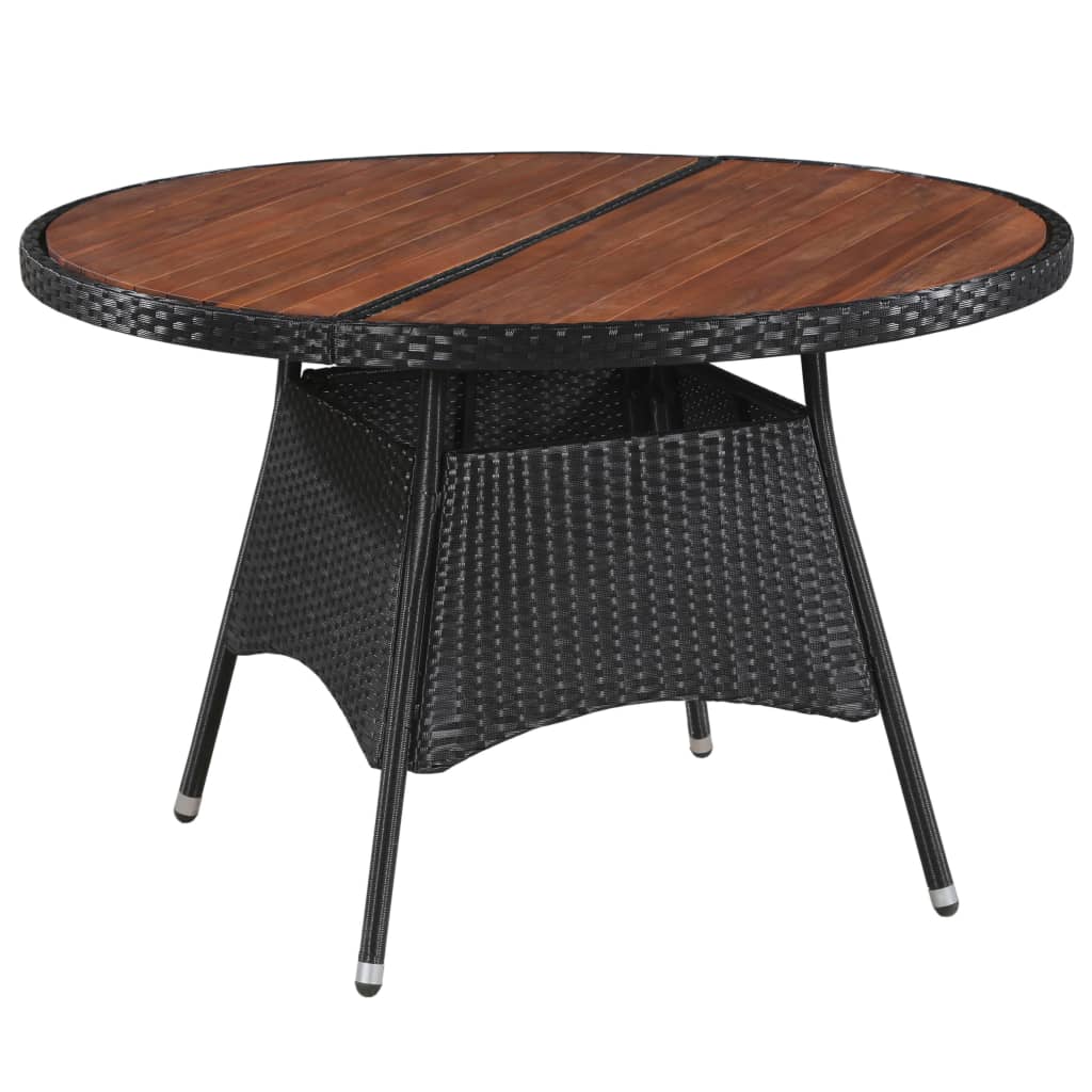 Garden Table 115x74 cm Poly Rattan and Solid Acacia Wood