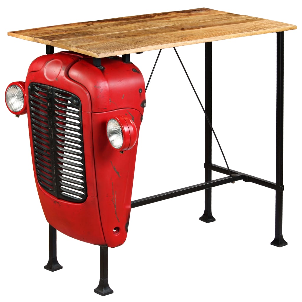 Tractor Bar Table Solid Mango Wood Red 60x120x107 cm