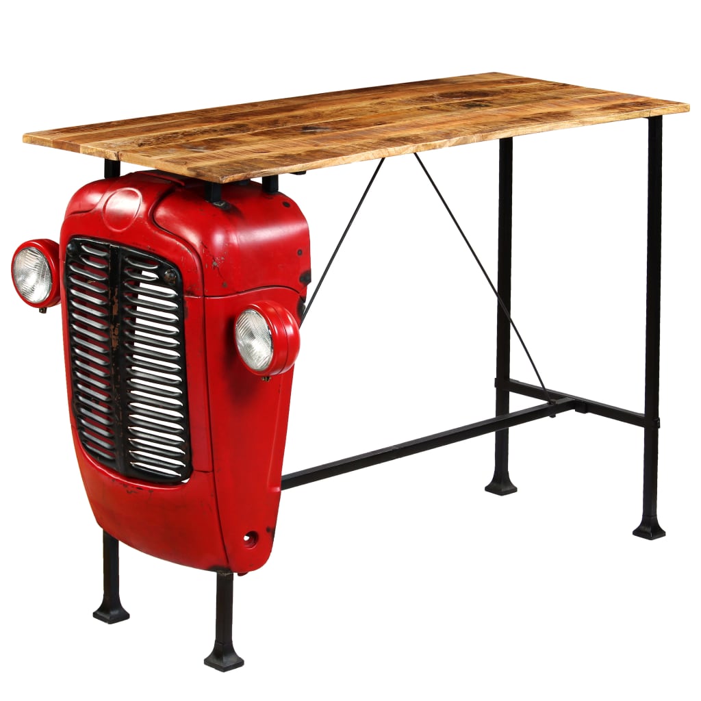 Tractor Bar Table Solid Mango Wood Red 60x150x107 cm