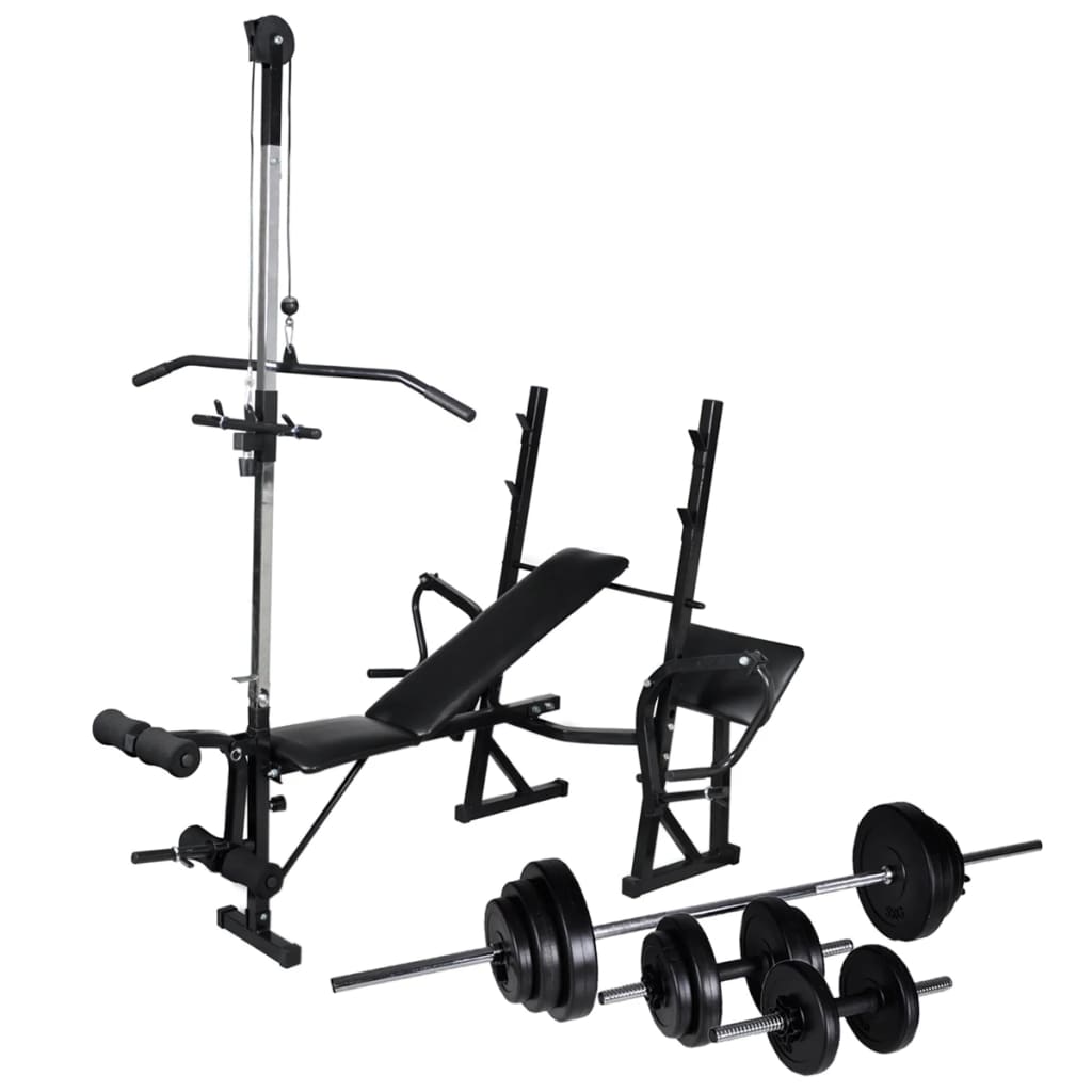 Workout Bench with Weight Rack Barbell and Dumbbell Set 30.5kg