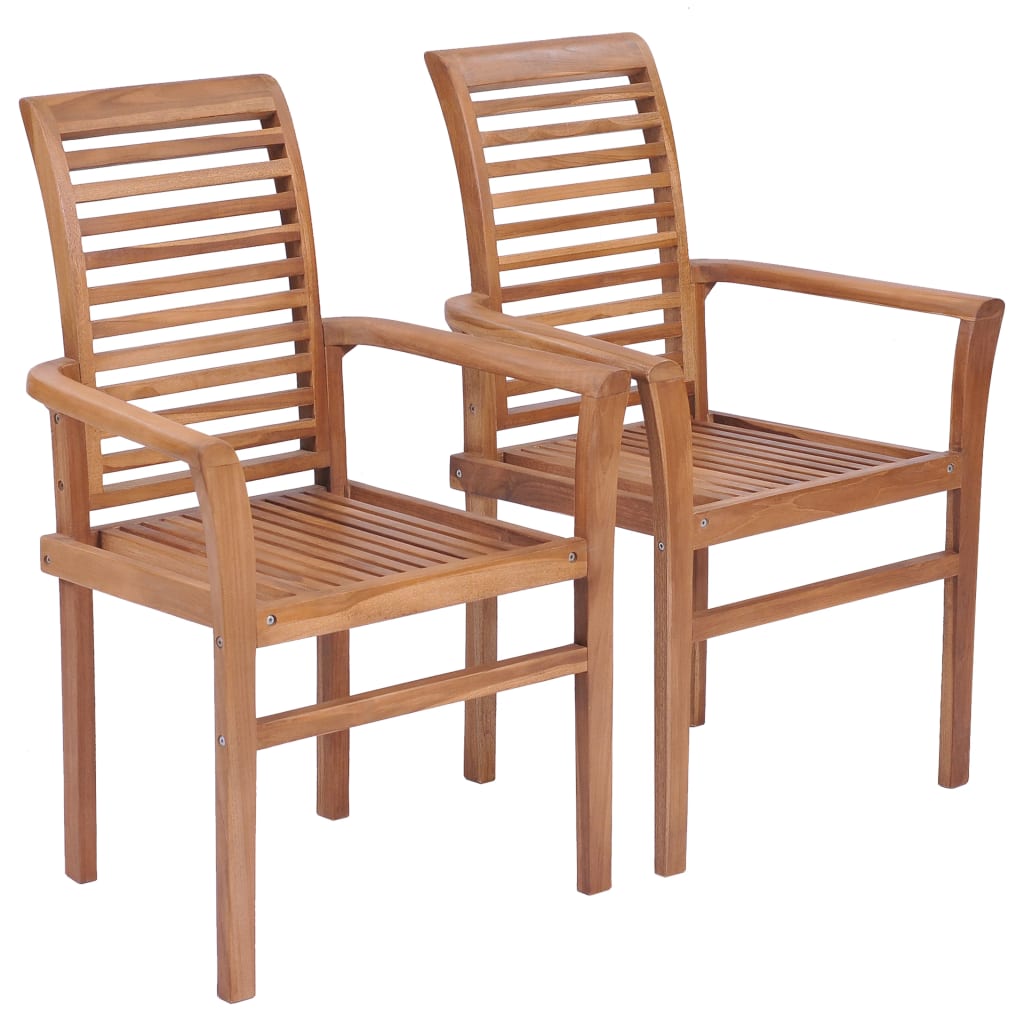 Stacking Dining Chairs 2 pcs Solid Teak