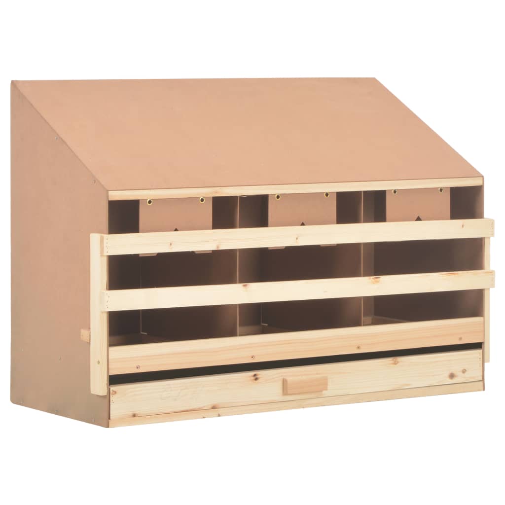 Chicken Laying Nest 3 Compartments 93x40x65 cm Solid Pine Wood