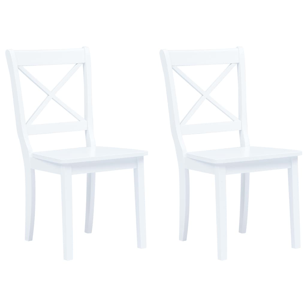 Dining Chairs 2 pcs White Solid Rubber Wood