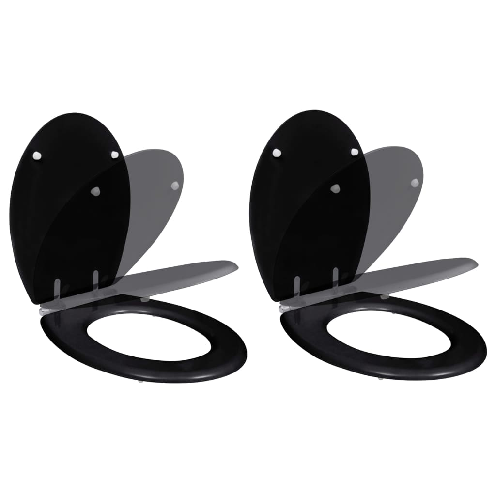 Toilet Seats with Soft Close Lids 2 pcs MDF Black