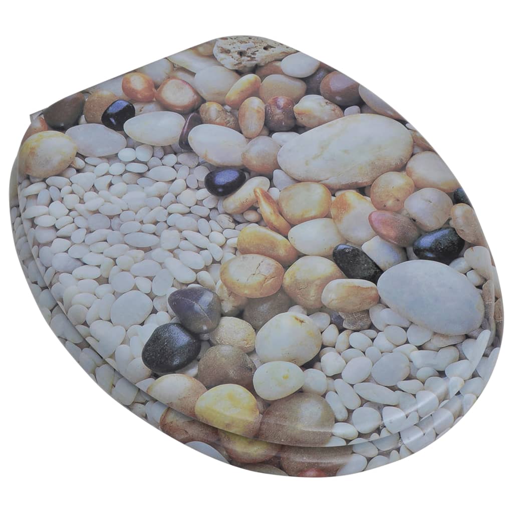 Toilet Seats with Lids 2 pcs MDF Pebbles