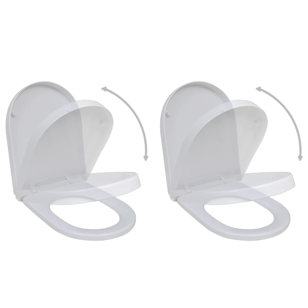 Toilet Seats with Soft Close Lids 2 pcs Plastic White