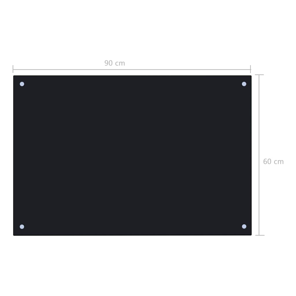 Kitchen Backsplash Black 90x60 cm Tempered Glass