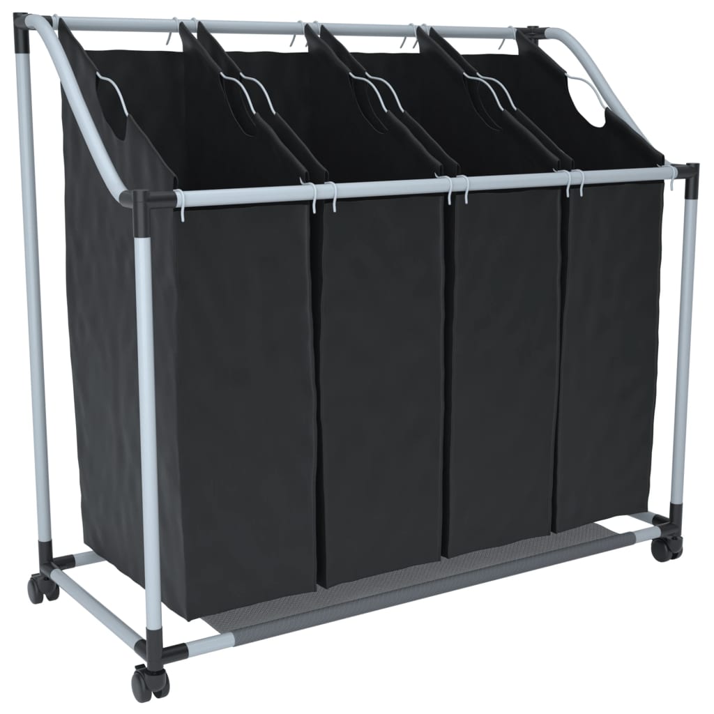 Laundry sorter with 4 bags black grey