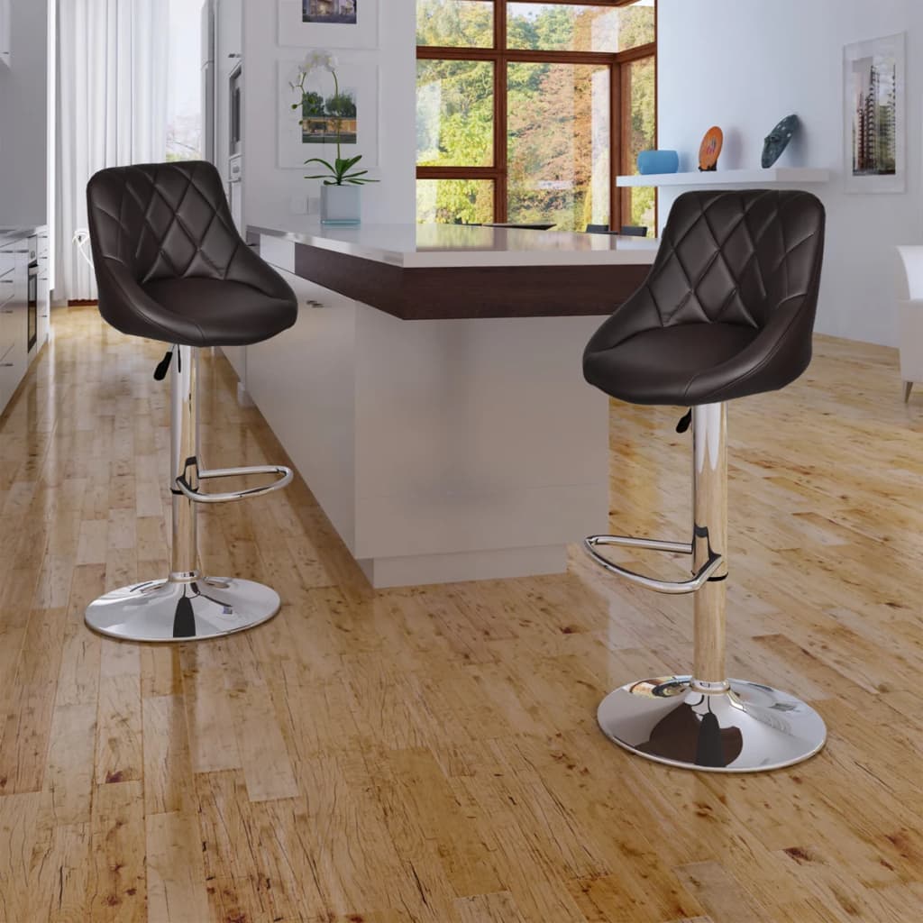 Bar Stools 2 pcs Brown Faux Leather