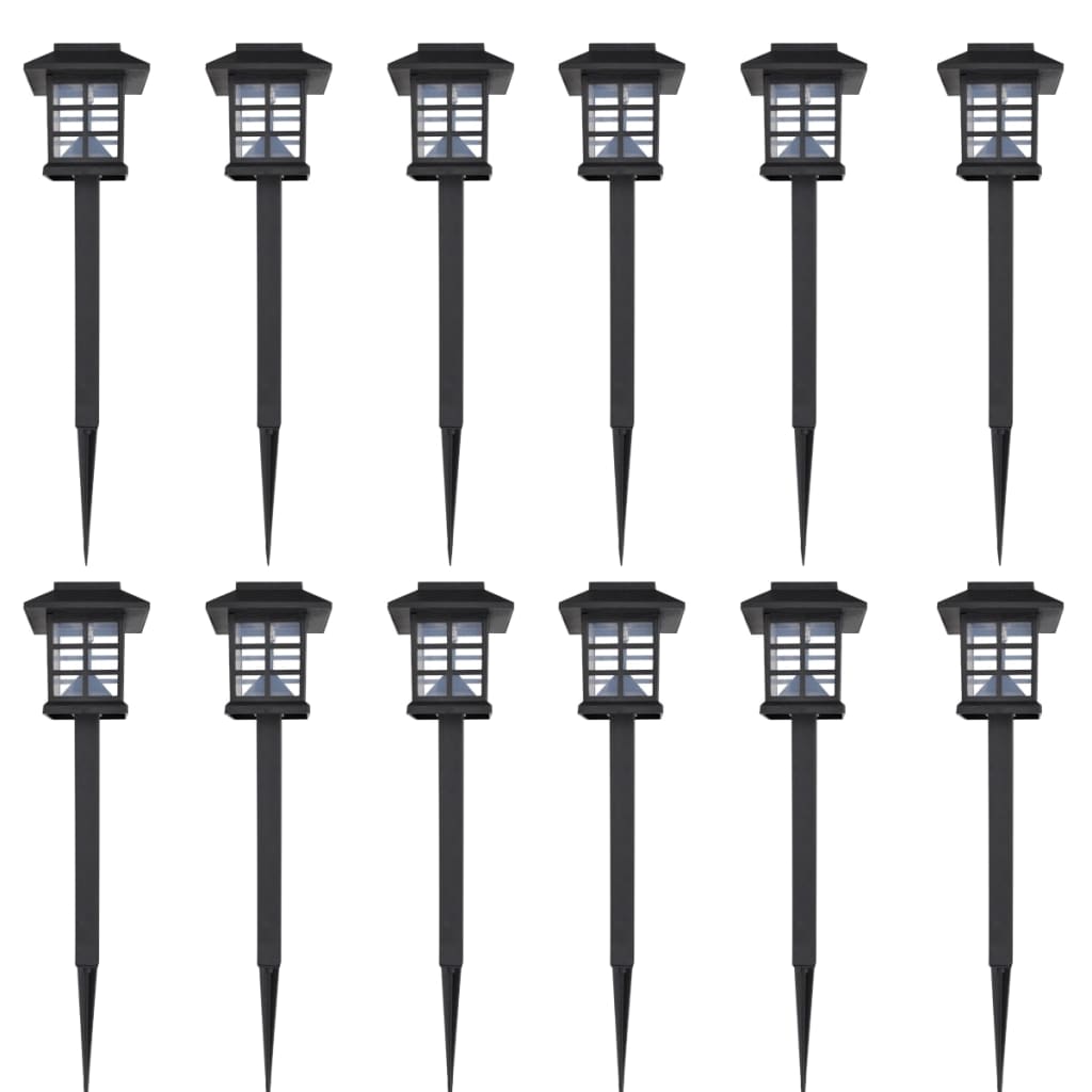 Outdoor Solar Lamp LED Light Set 12 pcs with Spike 8.6 x 8.6 x 38 cm