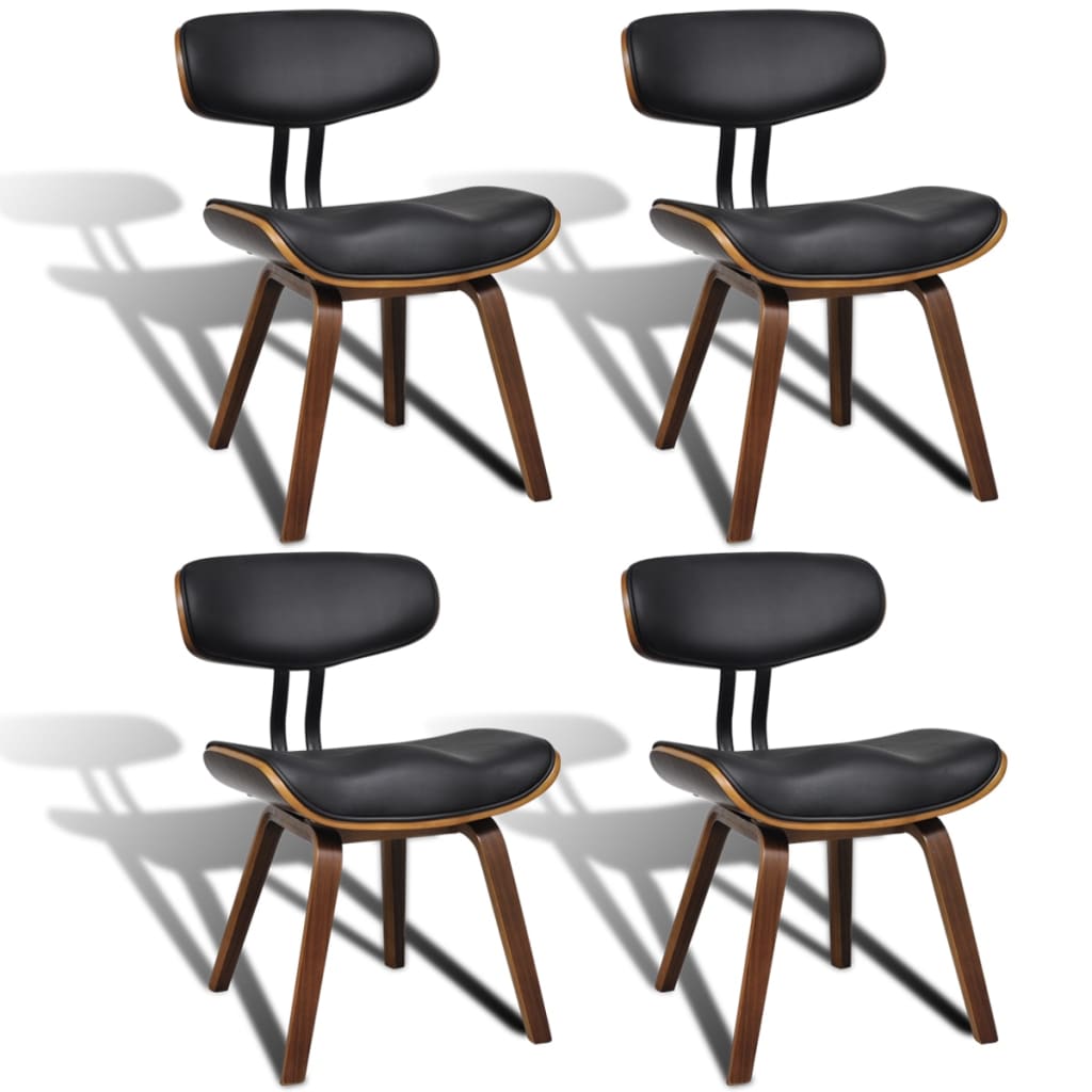 Dining Chairs 4 pcs Bent Wood and Faux Leather