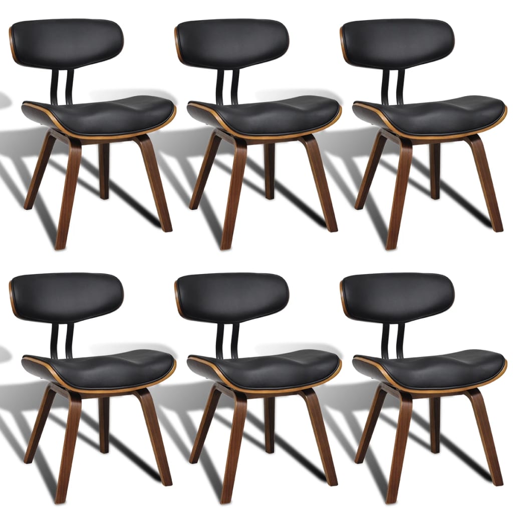 Dining Chairs 6 pcs Bent Wood and Faux Leather