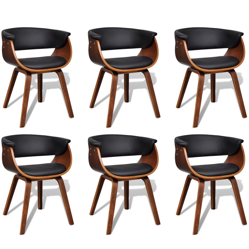 Dining Chairs 6 pcs Bent Wood and Faux Leather