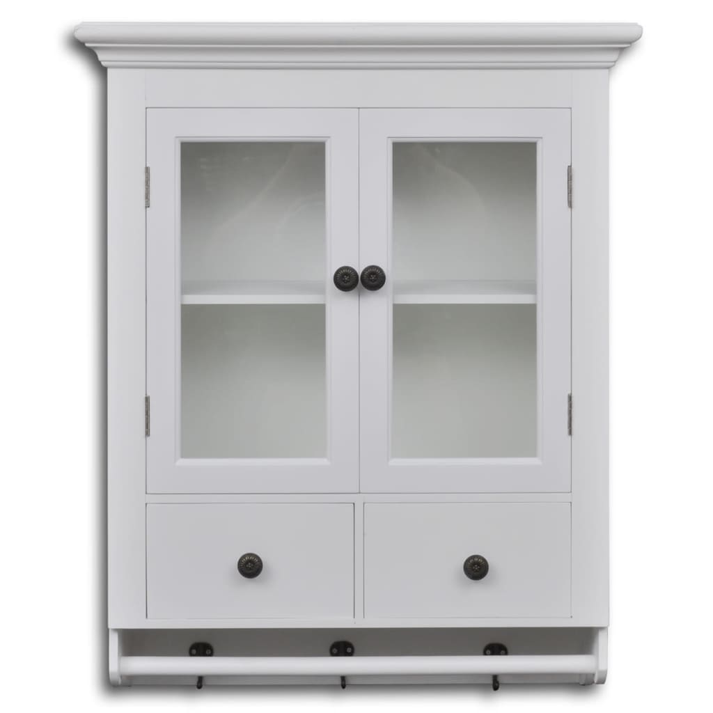 Wooden Kitchen Wall Cabinet with Glass Door White