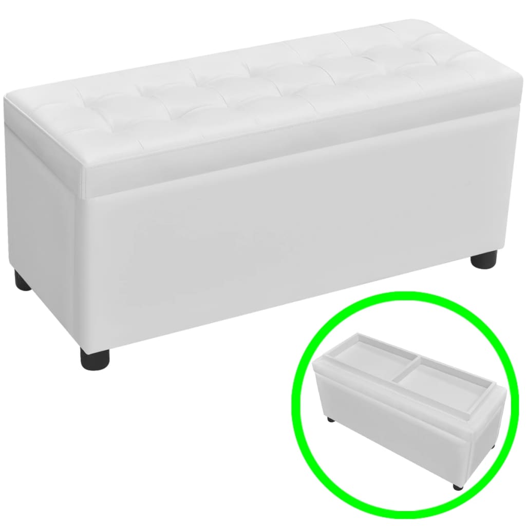 Storage Ottoman Artificial Leather White