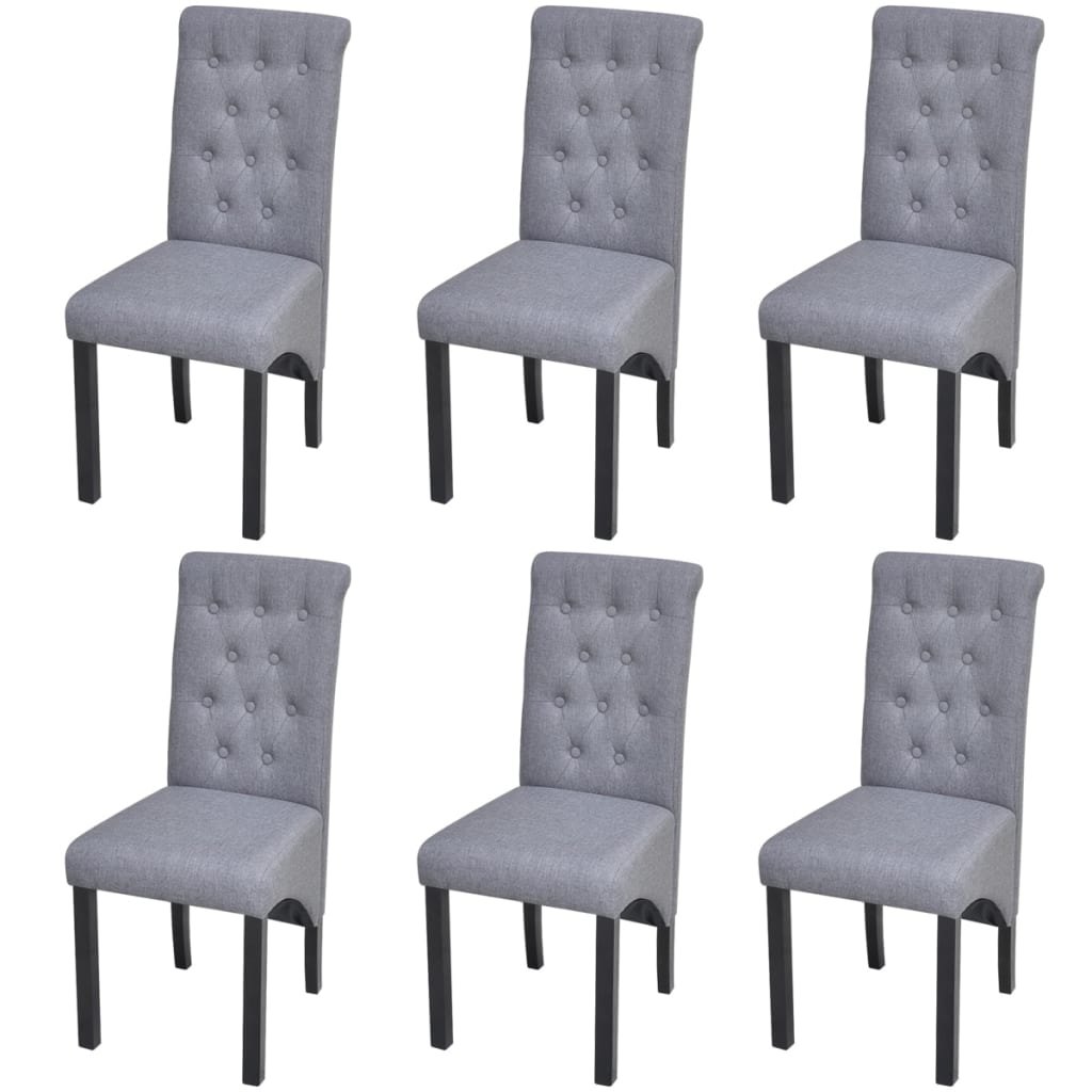 Dining Chairs 6 pcs Light Grey Fabric