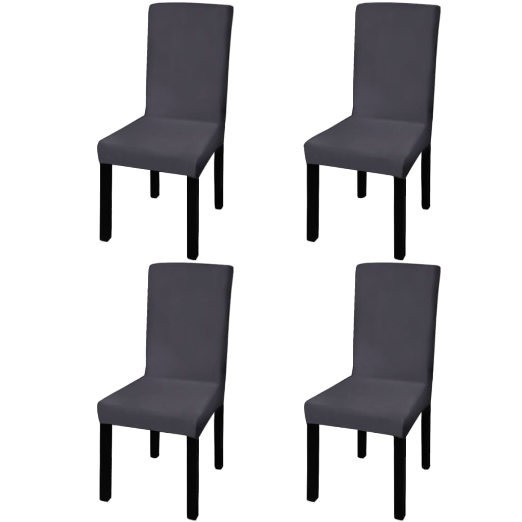 Straight Stretchable Chair Cover 4 pcs Anthracite