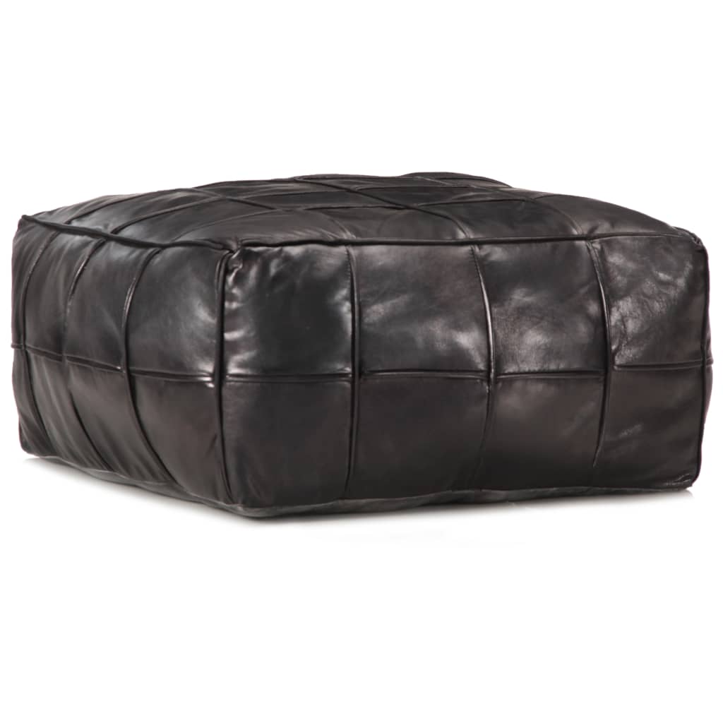 Pouffe Black 60x60x30 cm Genuine Goat Leather