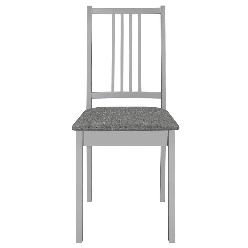 Dining Chairs with Cushions 4 pcs Grey Solid Wood