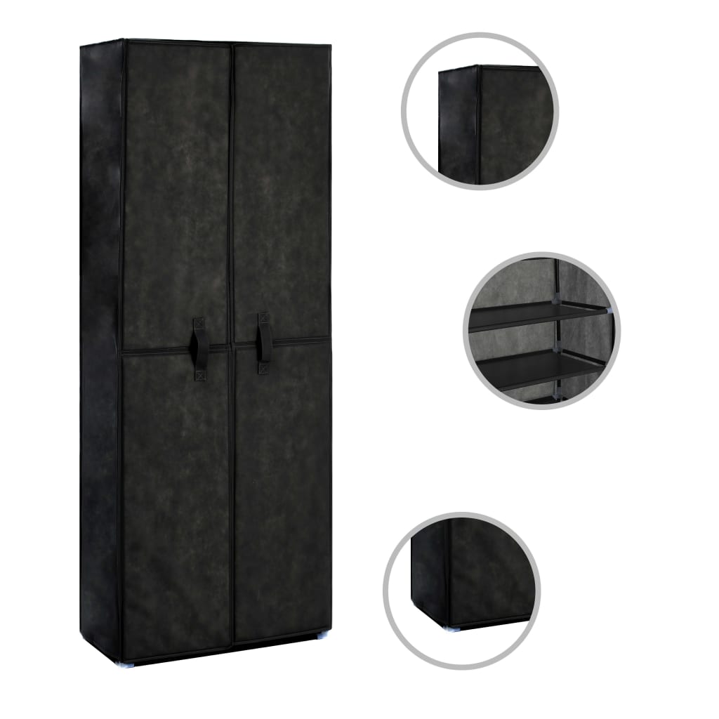 Shoe Cabinet Black 60x30x166 cm Fabric