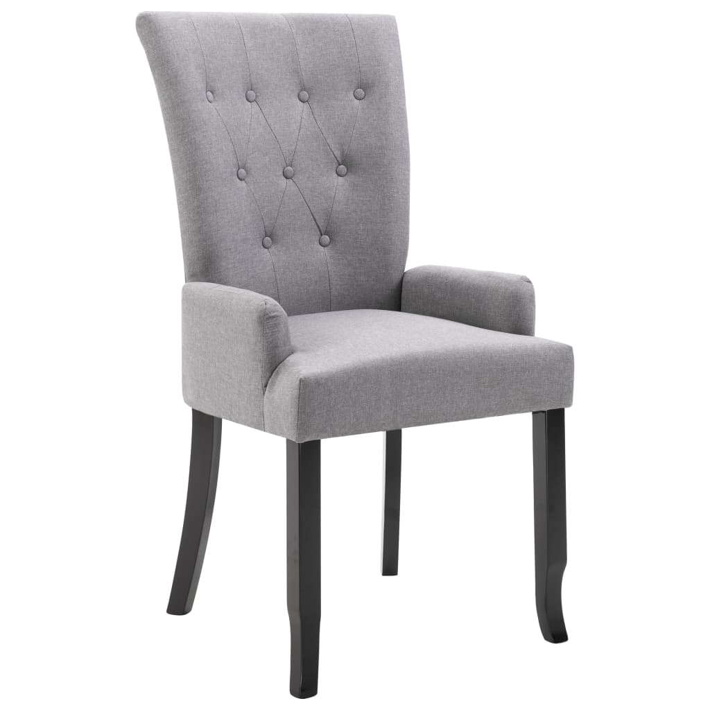 Dining Chair with Armrests Light Grey Fabric