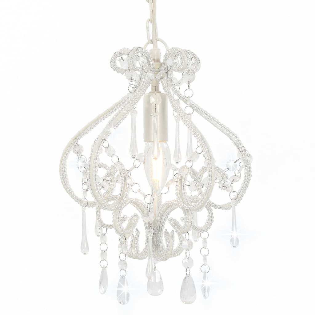 Ceiling Lamp with Beads White Round E14