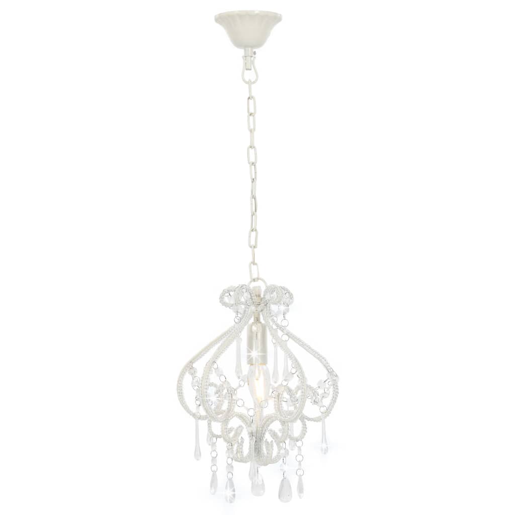 Ceiling Lamp with Beads White Round E14