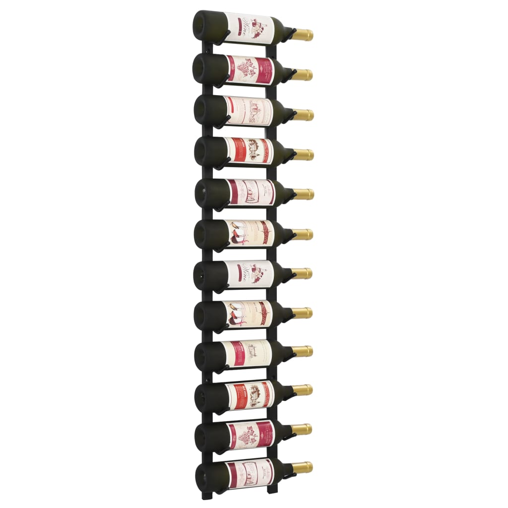 Wall Mounted Wine Rack for 12 Bottles Black Iron