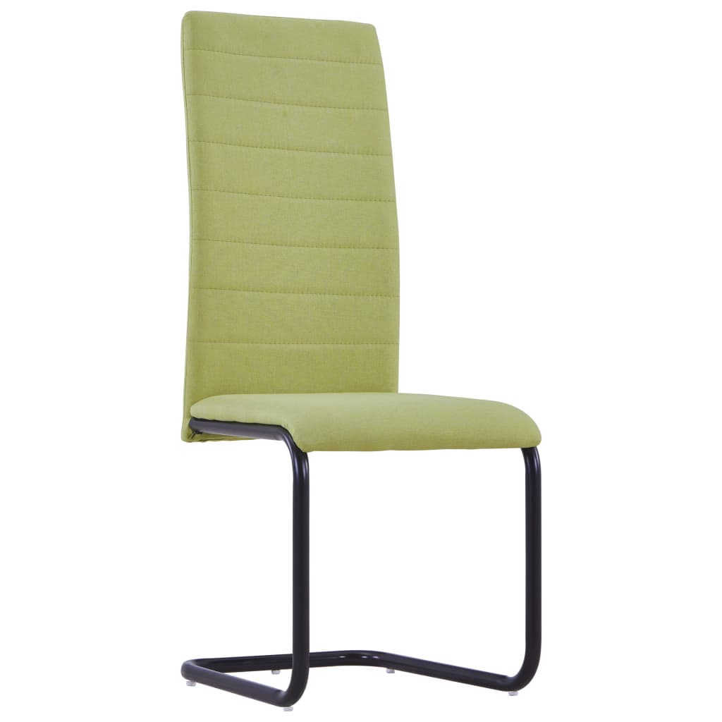 Cantilever Dining Chairs 4 pcs Green Fabric