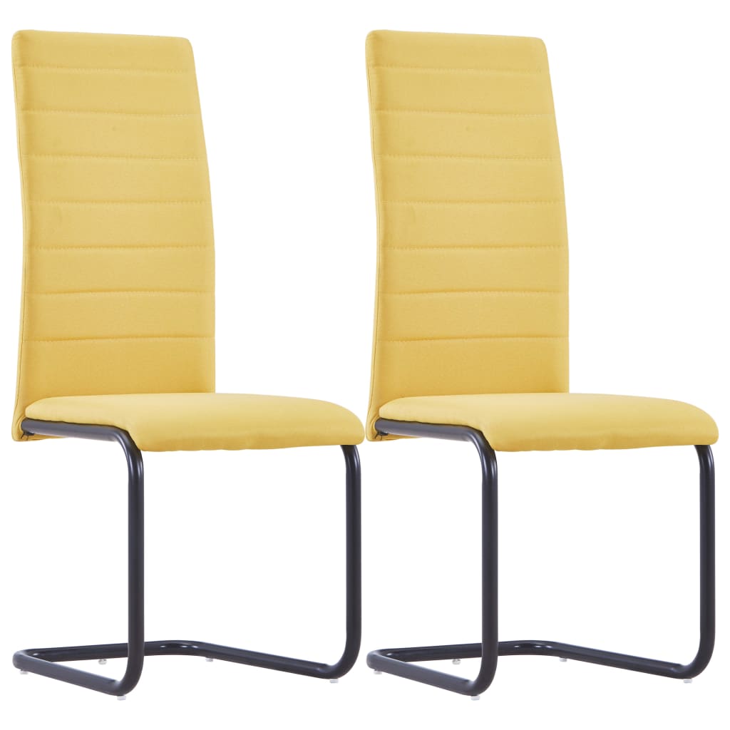 Cantilever Dining Chairs 2 pcs Yellow Fabric