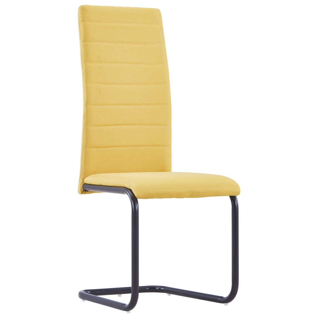 Cantilever Dining Chairs 2 pcs Yellow Fabric