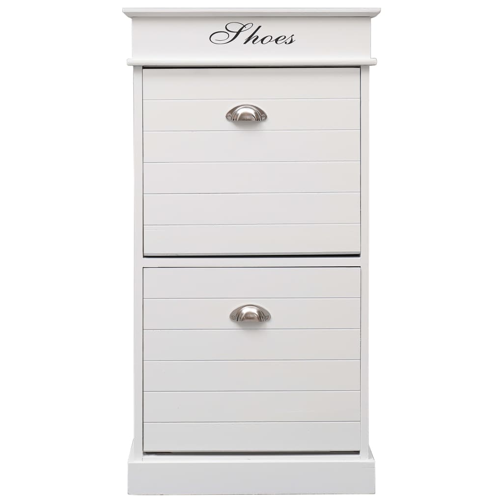 Shoe Cabinet White 50x28x98 cm Paulownia Wood