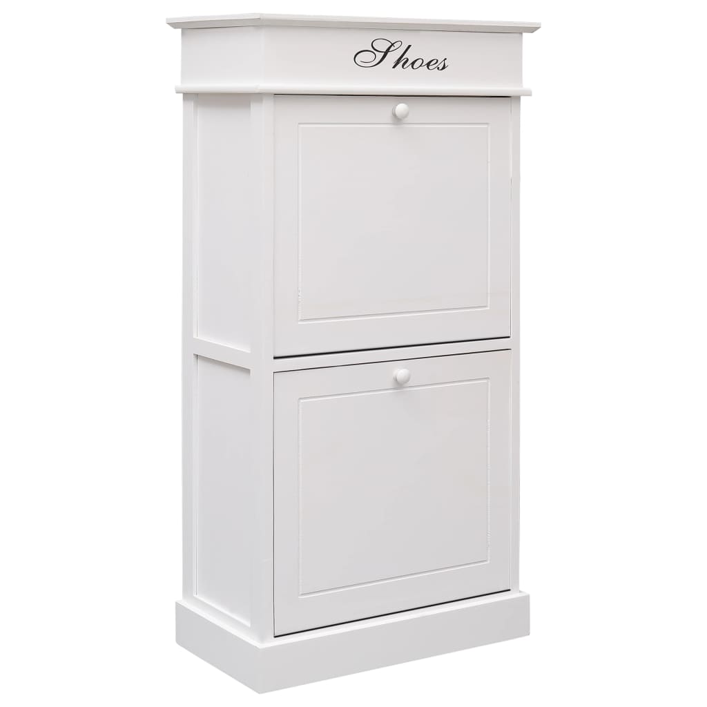 Shoe Cabinet White 50x28x98 cm Paulownia Wood