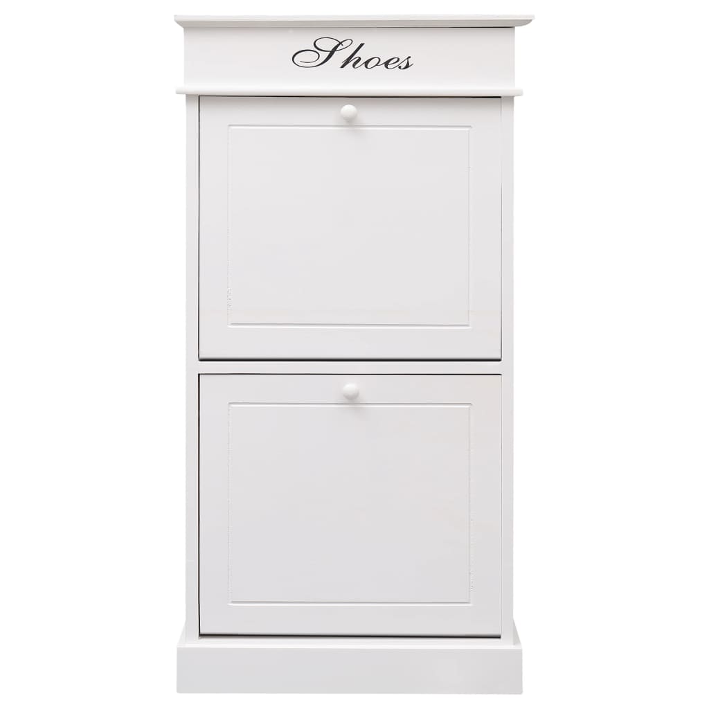 Shoe Cabinet White 50x28x98 cm Paulownia Wood