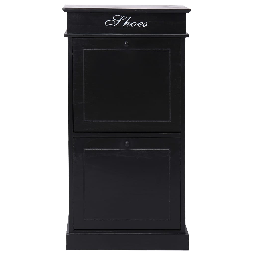 Shoe Cabinet Black 50x28x98 cm Paulownia Wood