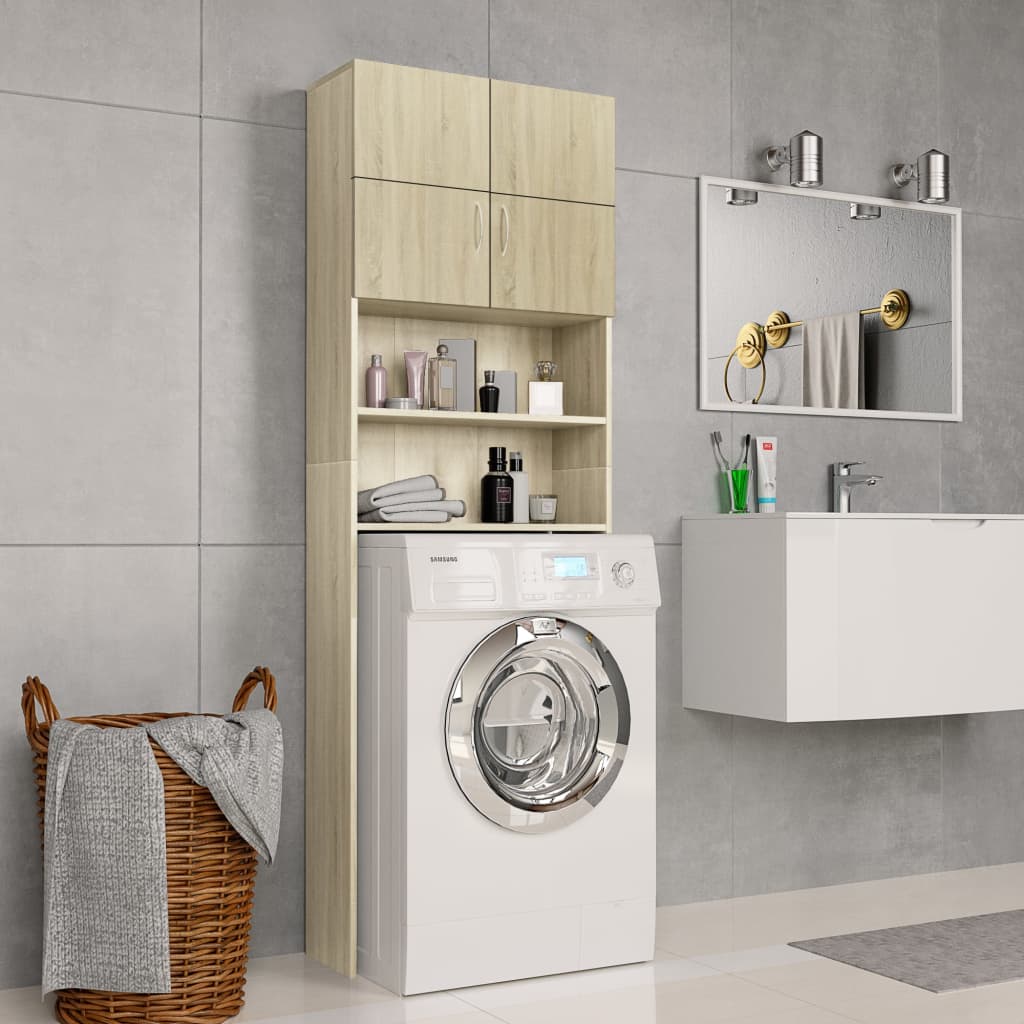 Washing Machine Cabinet Sonoma Oak 64x25.5x190 cm Engineered Wood