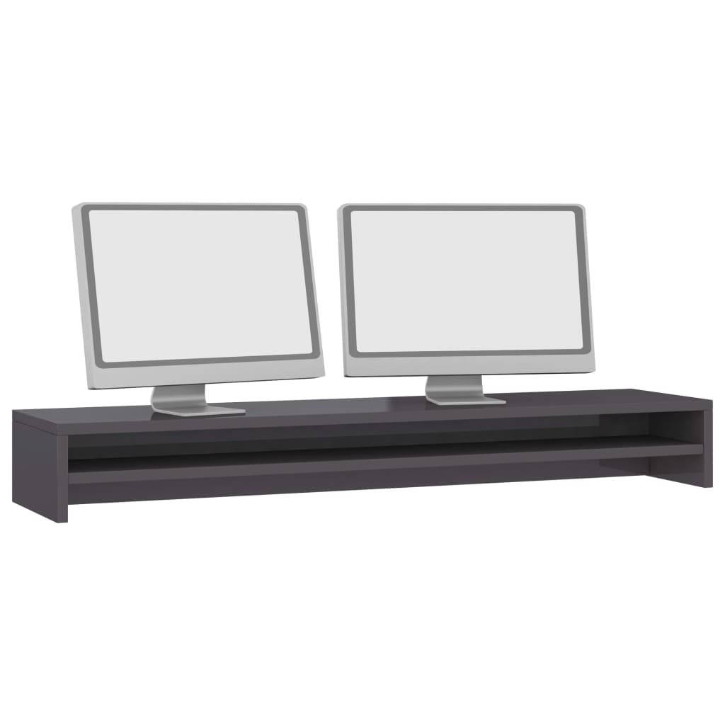 Monitor Stand High Gloss Grey 100x24x13 cm Engineered Wood