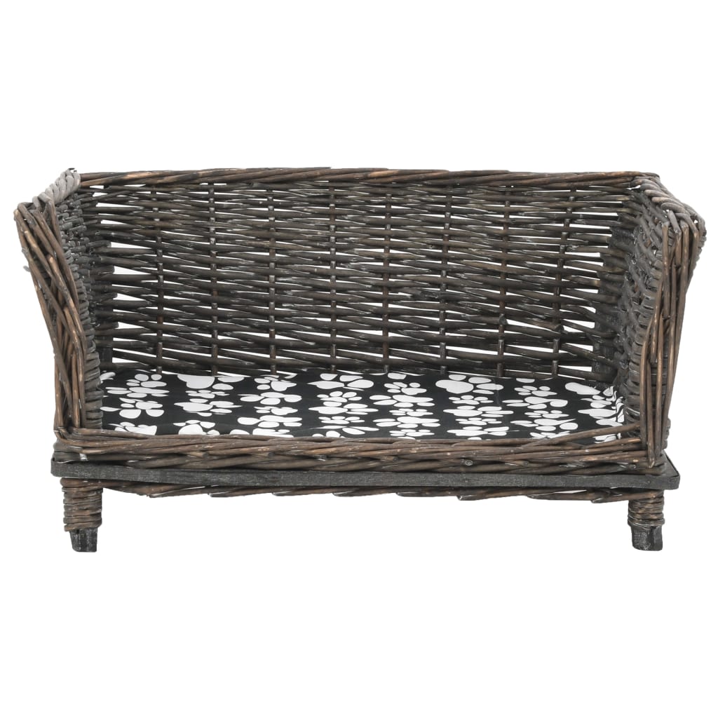 Dog Basket with Cushion Grey 50x33x30 cm Natural Willow