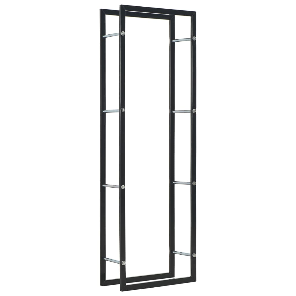 Firewood Rack Black 50x20x150 cm Steel