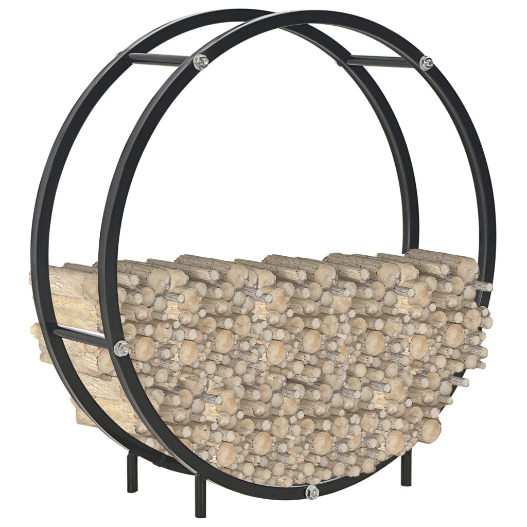 Firewood Rack Black 70x20x70 cm Steel