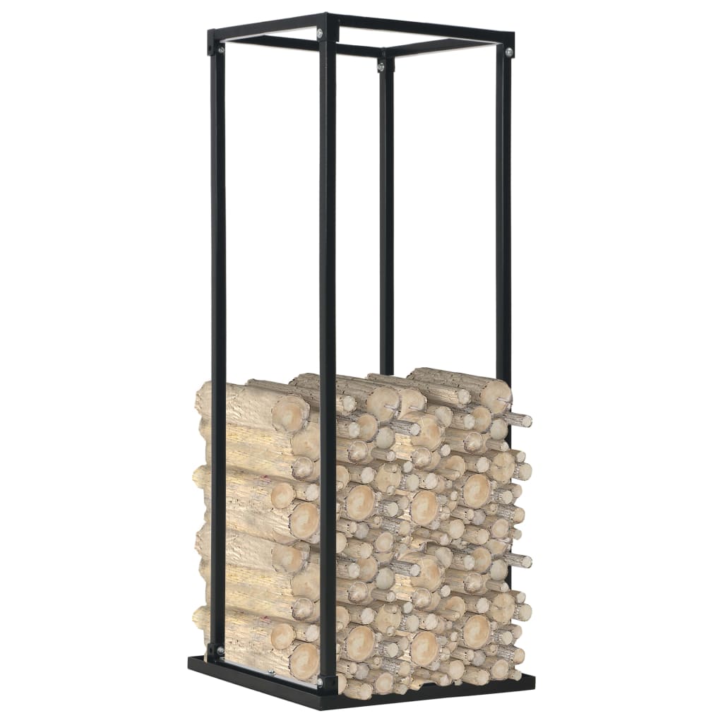 Firewood Rack with Base Black 37x37x113 cm Steel