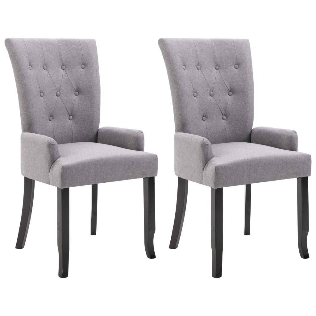 Dining Chairs with Armrests 2 pcs Light Grey Fabric