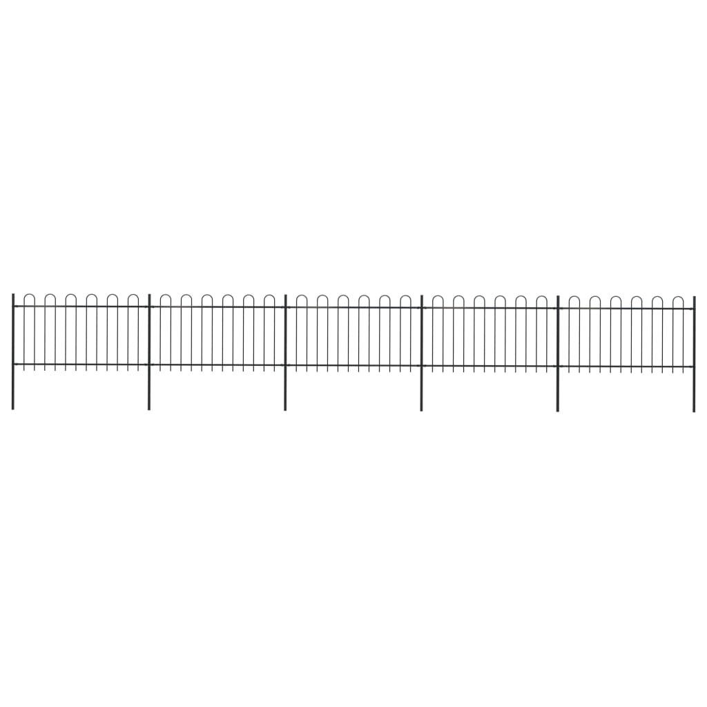 Garden Fence with Hoop Top Steel 8.5 m Black