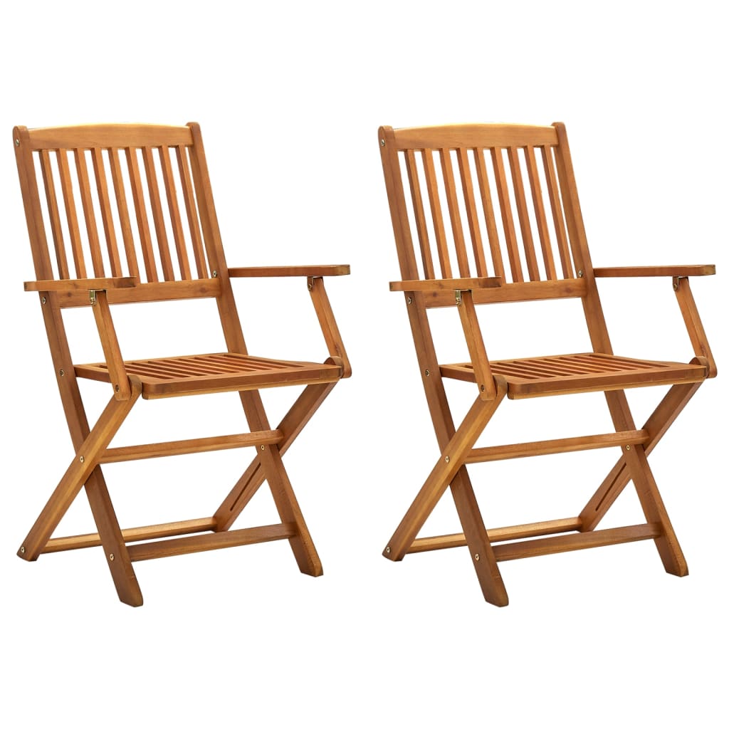 Folding Outdoor Chairs 2 pcs Solid Acacia Wood