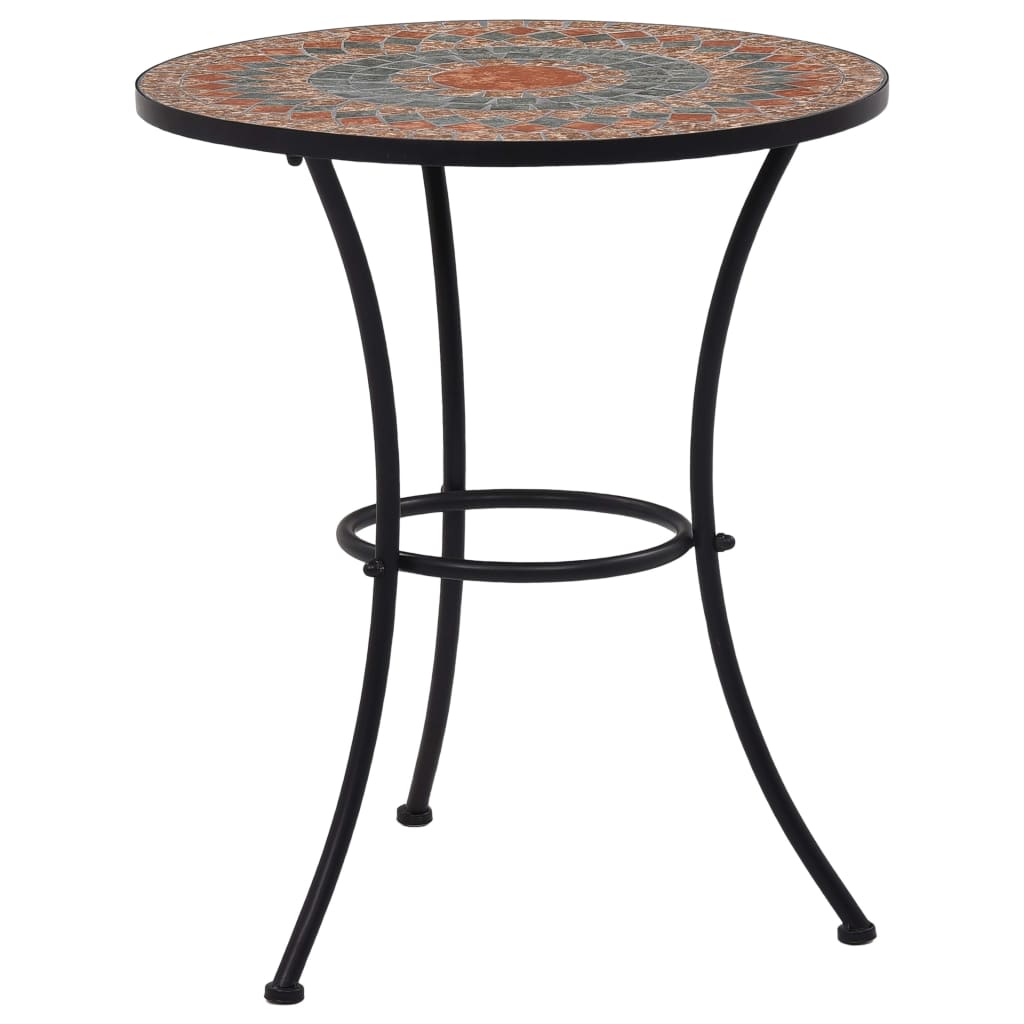 Mosaic Bistro Table Orange/Grey 60cm Ceramic