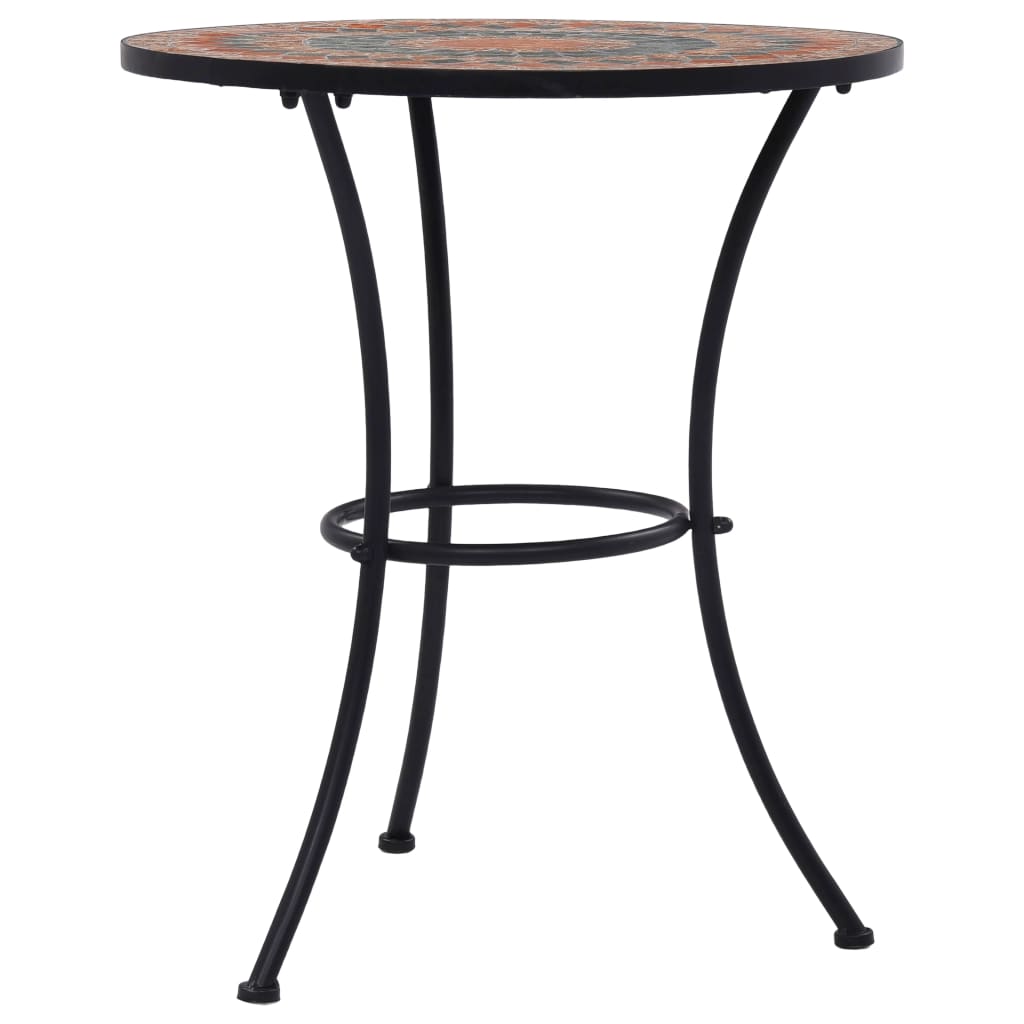 Mosaic Bistro Table Orange/Grey 60cm Ceramic