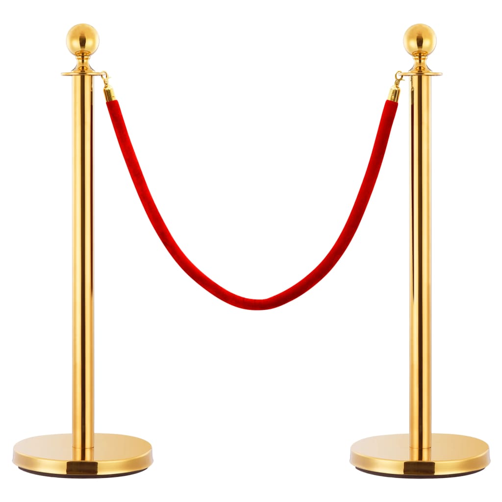 3 Piece VIP Queue Barrier Set Stainless Steel Gold