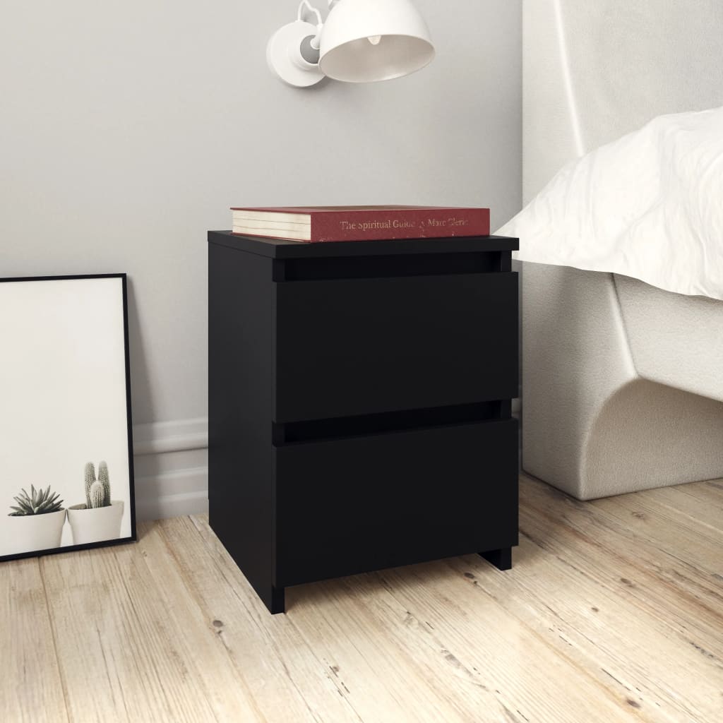 Bedside Cabinet Black 30x30x40 cm Engineered Wood